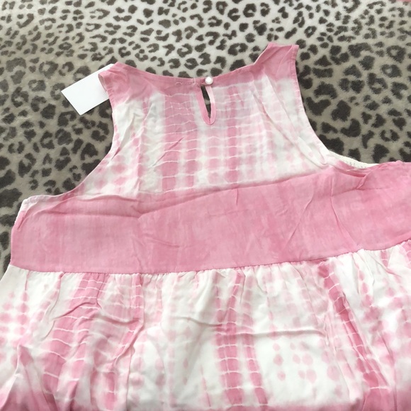 Entro Boho Lace Crochet Front Tie Dye Tank Dress in Pink & Cream Size Medium - Picture 13 of 16